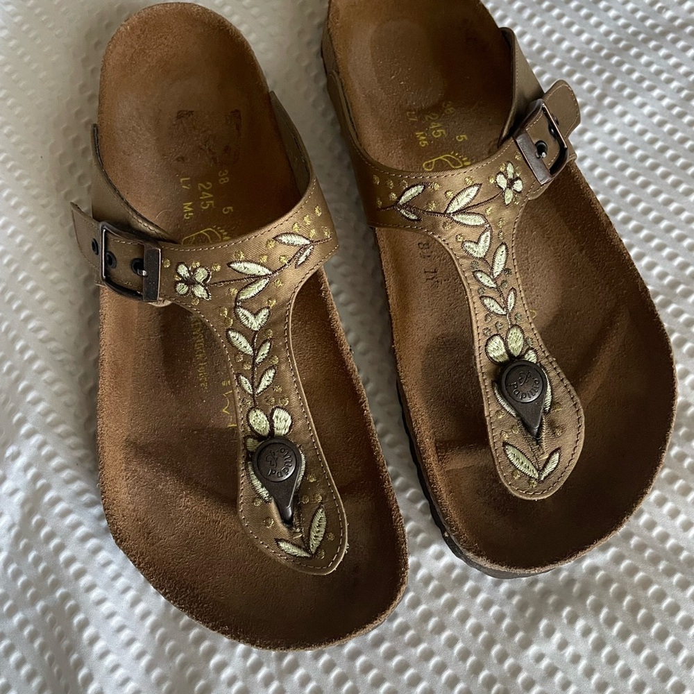 Rare Papillio Birkenstock Gizeh floral fabric thong sandals size 38 regular